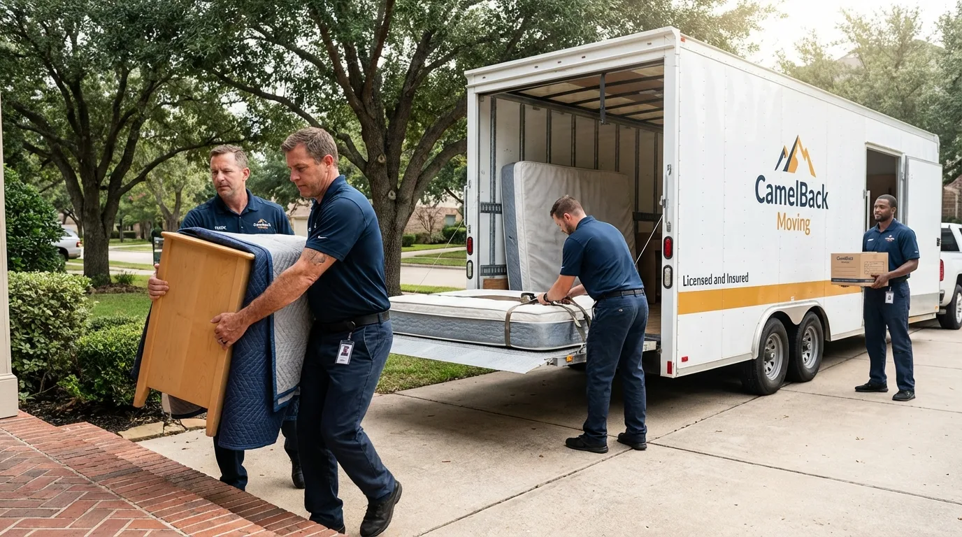 Crew loading residential truck for cross-state move from Weber City, VA