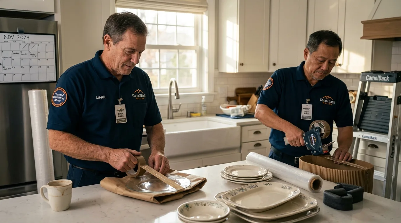 Professional crew packing kitchen dishware in Weber City, VA